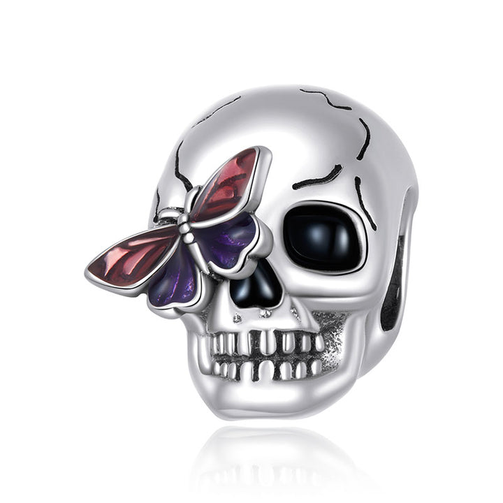 Butterfly Skull Halloween Charm in 925 Sterling Silver - Aspect Jewellery