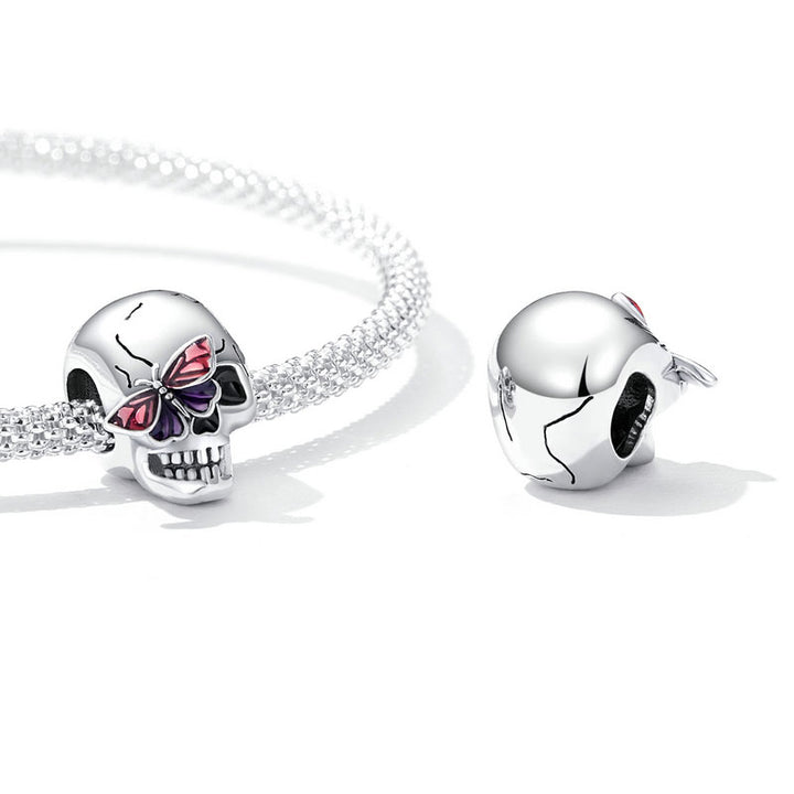 Butterfly Skull Halloween Charm in 925 Sterling Silver - Aspect Jewellery