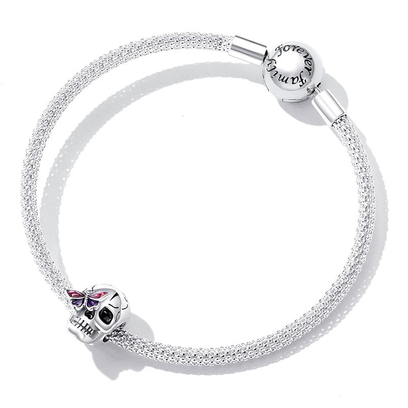 Butterfly Skull Halloween Charm in 925 Sterling Silver - Aspect Jewellery