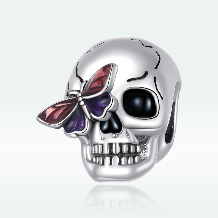 Butterfly Skull Halloween Charm in 925 Sterling Silver - Aspect Jewellery