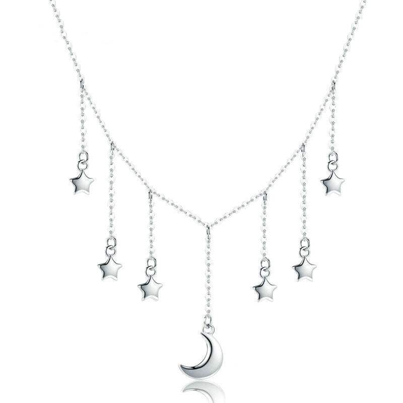 Celestial Star and Moon Necklace in 925 Sterling Silver- Aspect Jewellery