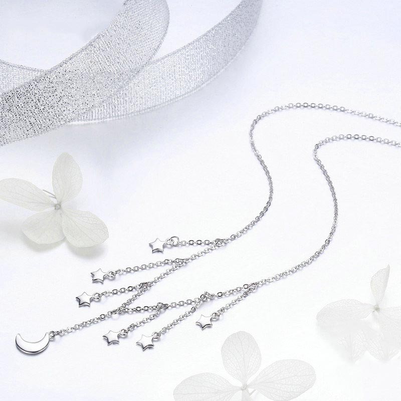 Celestial Star and Moon Necklace in 925 Sterling Silver- Aspect Jewellery