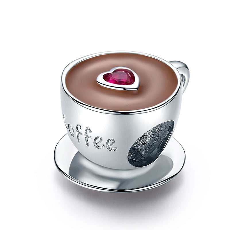 I Love Coffee - Coffee Cup Mug Charm in 925 Sterling Silver