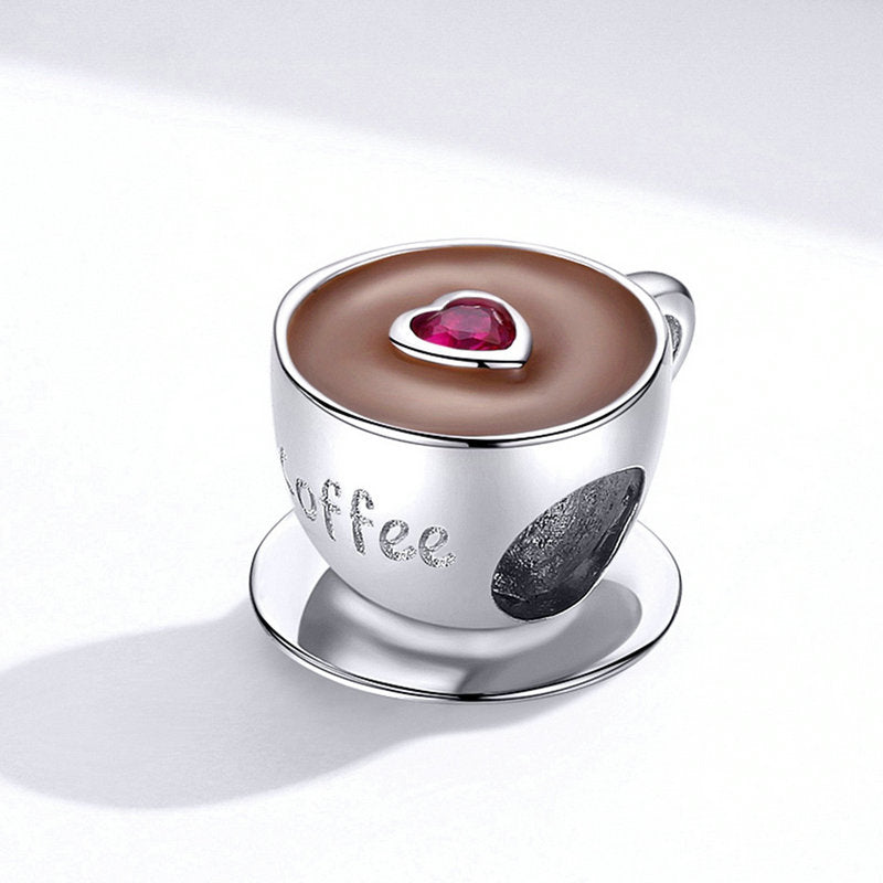 I Love Coffee - Coffee Cup Mug Charm in 925 Sterling Silver