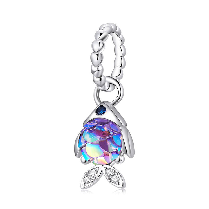 Colorful Fish Mermaid Dangle Charm in 925 Sterling Silver - Aspect Jewellery