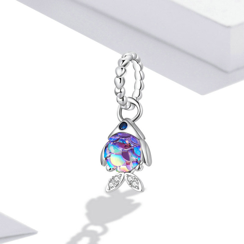 Colorful Fish Mermaid Dangle Charm in 925 Sterling Silver - Aspect Jewellery