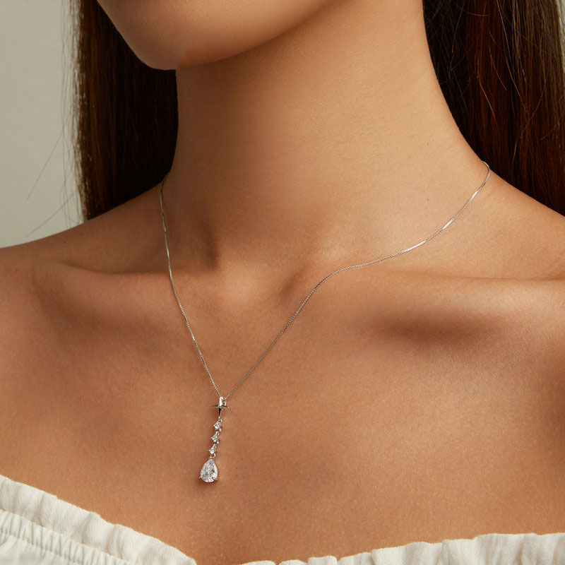 Dazzling Crystal Necklace 925 Sterling Silver - Aspect Jewellery