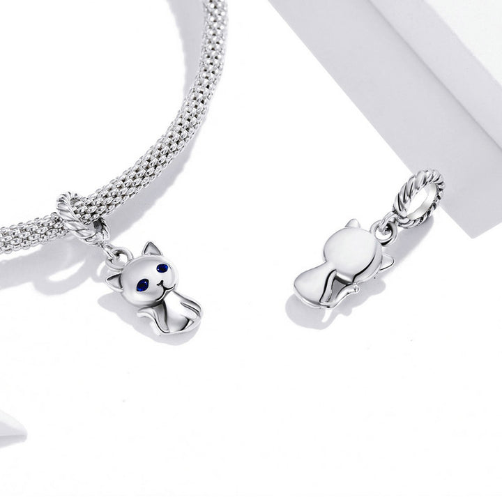 Cute Cat Charm Pendant in 925 Sterling Silver - Aspect Jewellery