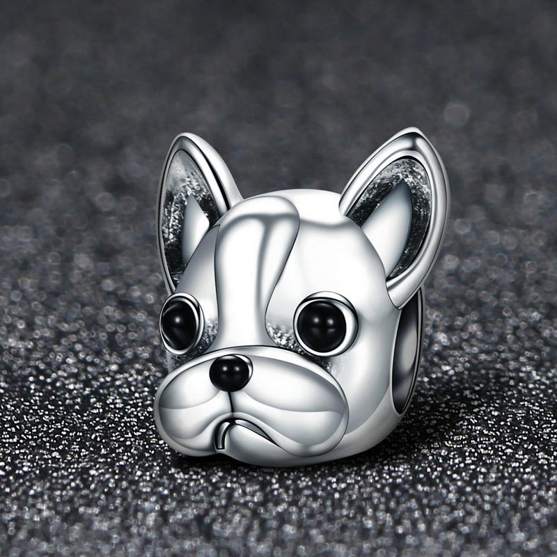 Cute French Bulldog, Dog Charm in 925 Sterling Silver - Aspect Jewellery