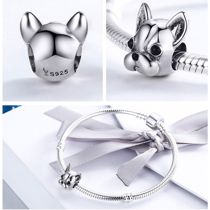 Cute French Bulldog, Dog Charm in 925 Sterling Silver - Aspect Jewellery