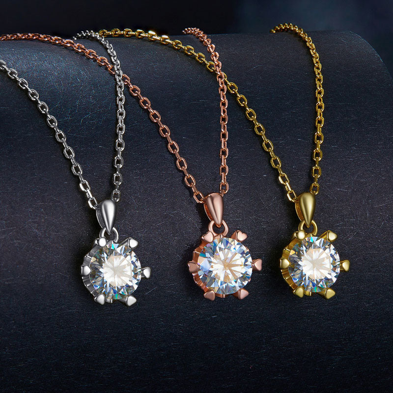 Diamond Moissanite Gold Necklace 1CT D Color VVS1 - Aspect Jewellery#color_gold