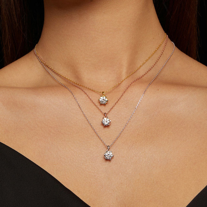 Diamond Moissanite Gold Necklace 1CT D Color VVS1 - Aspect Jewellery#color_gold