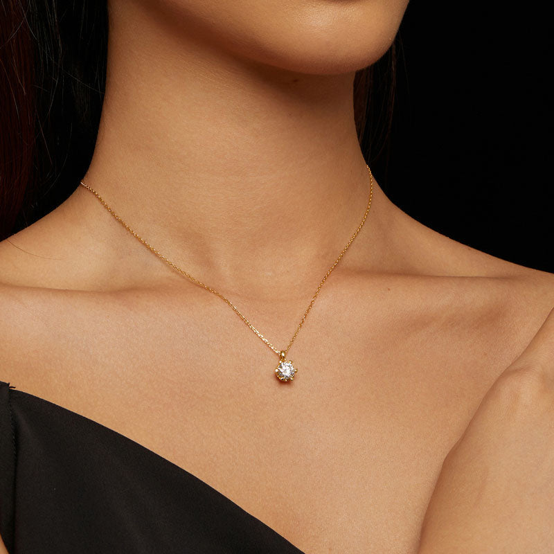 Diamond Moissanite Gold Necklace 1CT D Color VVS1 - Aspect Jewellery#color_gold