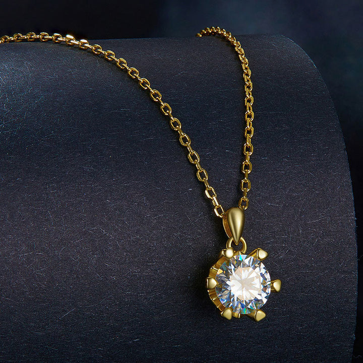 Diamond Moissanite Gold Necklace 1CT D Color VVS1 - Aspect Jewellery#color_gold