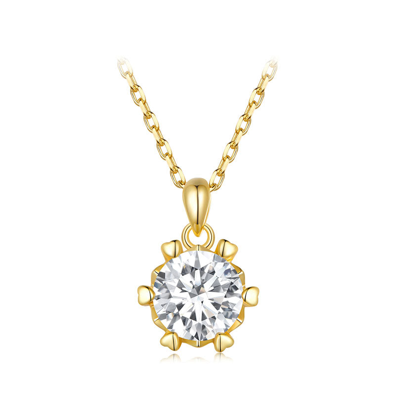 Diamond Moissanite Gold Necklace 1CT D Color VVS1 - Aspect Jewellery#color_gold