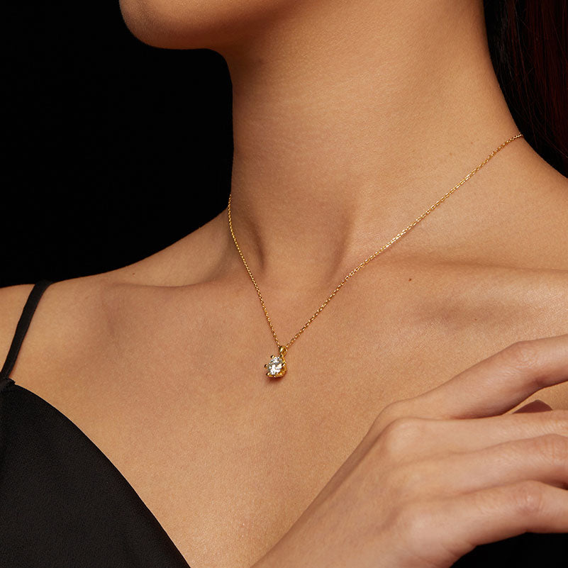 Diamond Moissanite Gold Necklace 1CT D Color VVS1 - Aspect Jewellery#color_gold