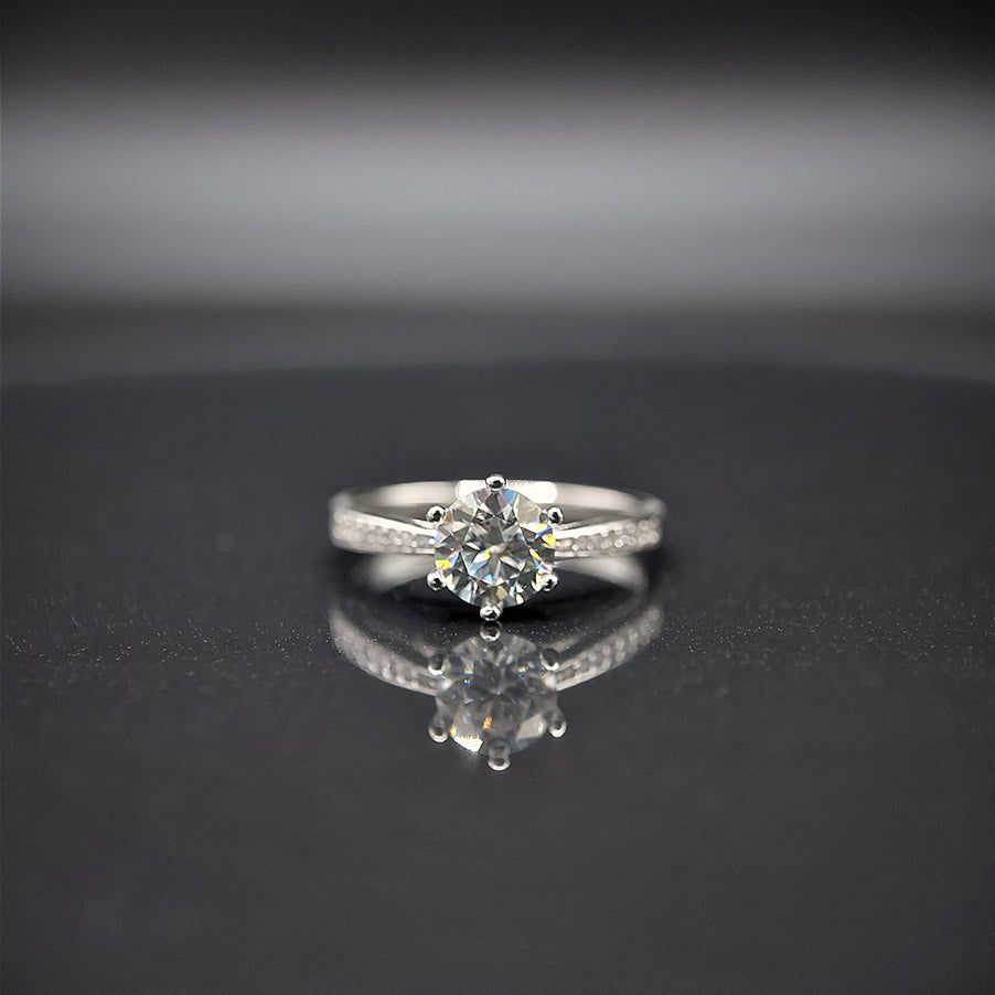 Diamond Moissanite Engagement Ring 0.8CT D Color VVS1 EX - Aspect Jewellery