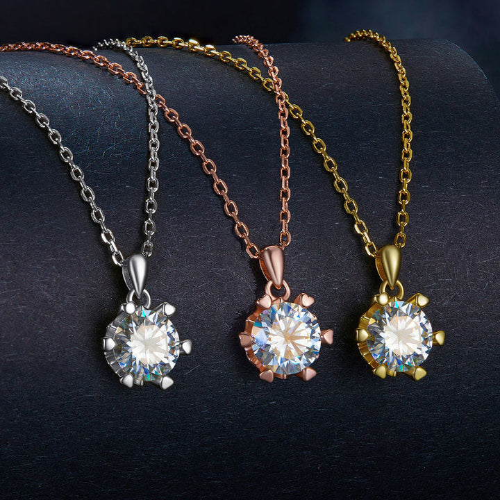 Diamond Moissanite Rose Gold Necklace 1CT D Color VVS1 - Aspect Jewellery#color_rose-gold