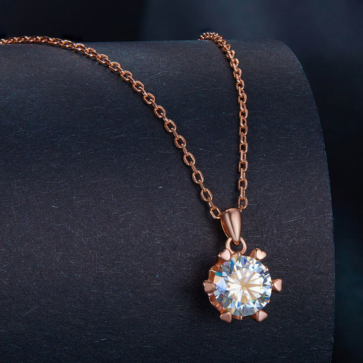 Diamond Moissanite Rose Gold Necklace 1CT D Color VVS1 - Aspect Jewellery#color_rose-gold