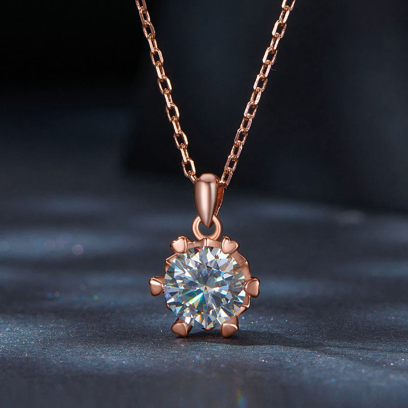 Diamond Moissanite Rose Gold Necklace 1CT D Color VVS1 - Aspect Jewellery#color_rose-gold