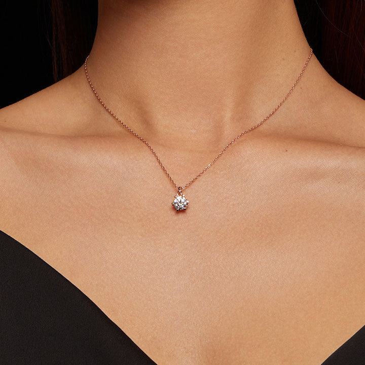 Diamond Moissanite Rose Gold Necklace 1CT D Color VVS1 - Aspect Jewellery#color_rose-gold