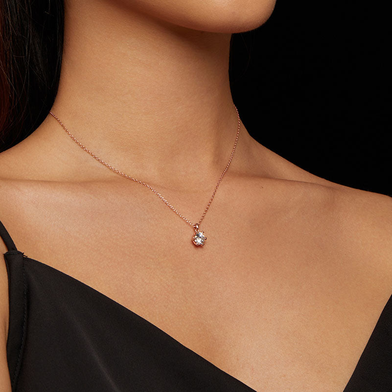 Diamond Moissanite Rose Gold Necklace 1CT D Color VVS1 - Aspect Jewellery#color_rose-gold