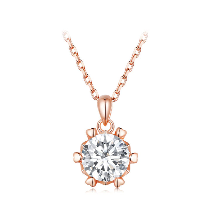 Diamond Moissanite Rose Gold Necklace 1CT D Color VVS1 - Aspect Jewellery#color_rose-gold