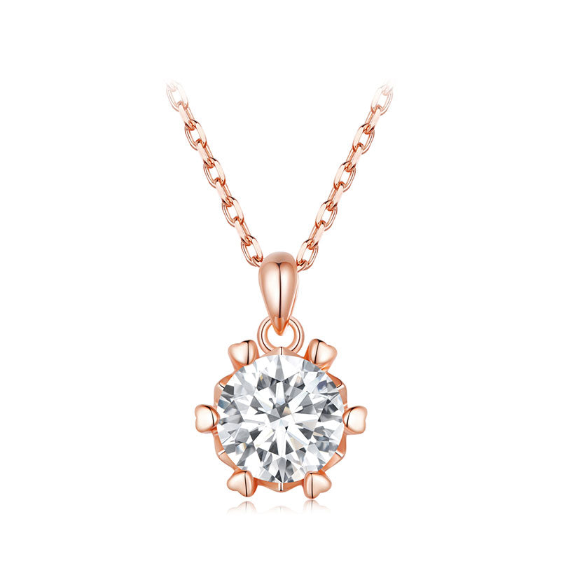 Diamond Moissanite Rose Gold Necklace 1CT D Color VVS1 - Aspect Jewellery#color_rose-gold