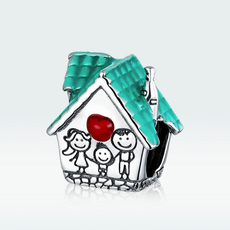 Happy Family House Charm in 925 Sterling Silver - Aspect Jewellery