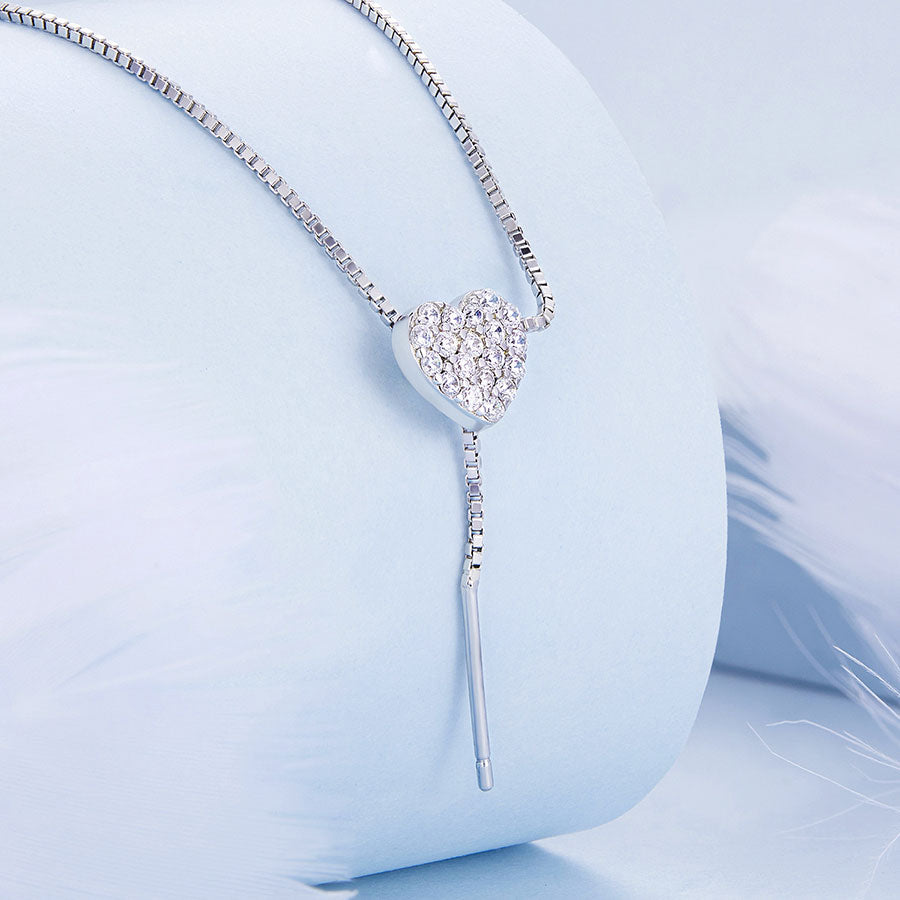 Heart Crystal Necklace 925 Sterling Silver - Aspect Jewellery