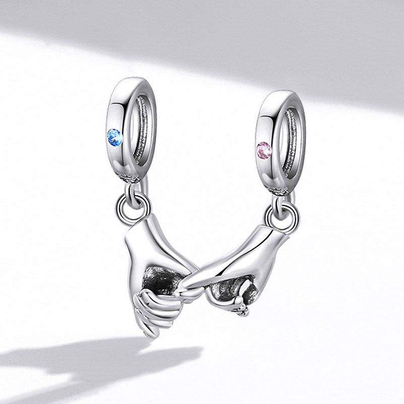 Holding Hands Love Couple Charm in 925 Sterling Silver - Aspect Jewellery