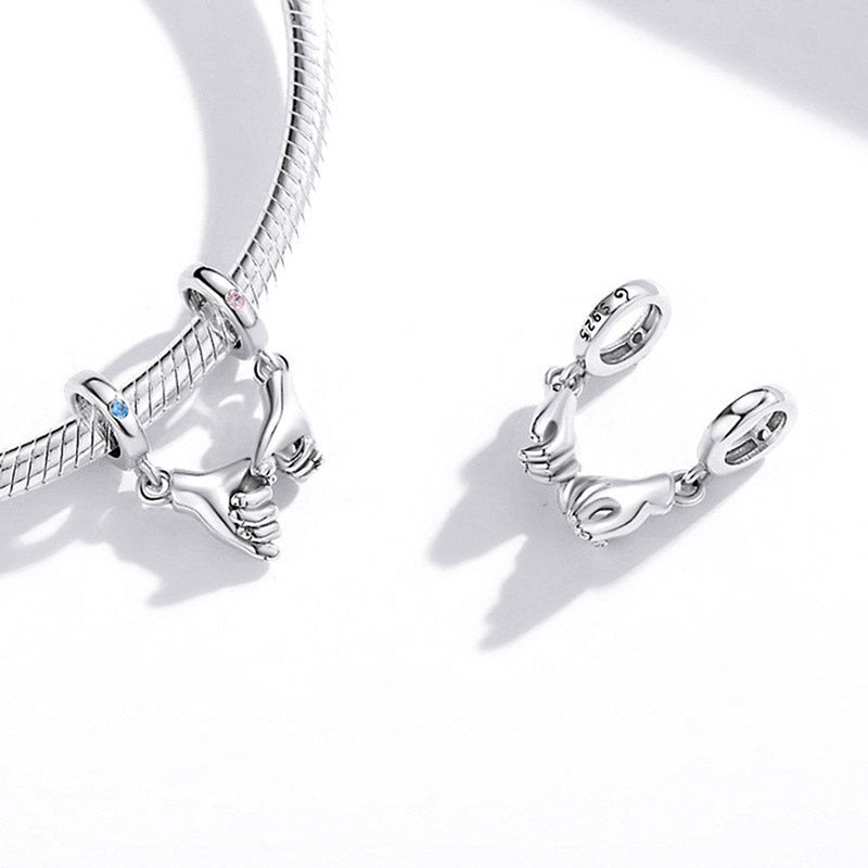 Holding Hands Love Couple Charm in 925 Sterling Silver - Aspect Jewellery