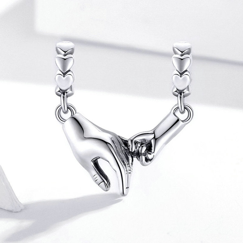 Holding Hands Mother and Child Charm in 925 Sterling Silver - Aspect Jewellery