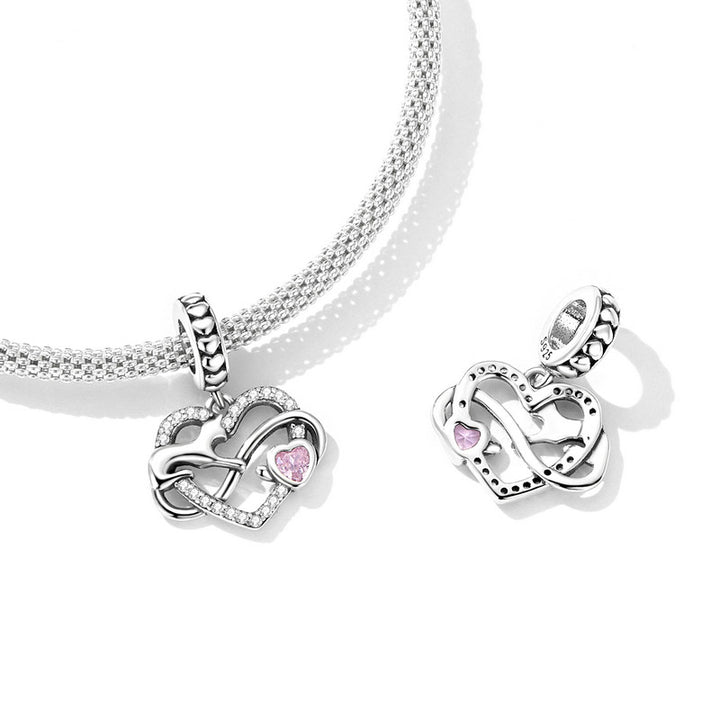 Infinity Love Cat Charm Pendant in 925 Sterling Silver