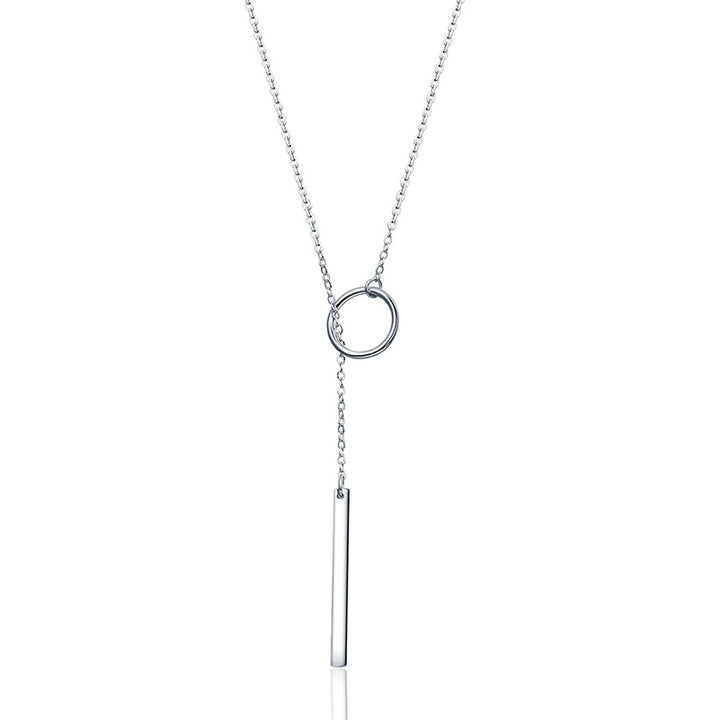 Long Geometric Circle Necklace in 925 Sterling Silver - Aspect Jewellery