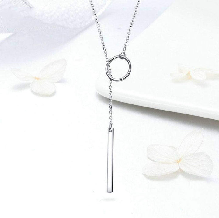 Long Geometric Circle Necklace in 925 Sterling Silver - Aspect Jewellery