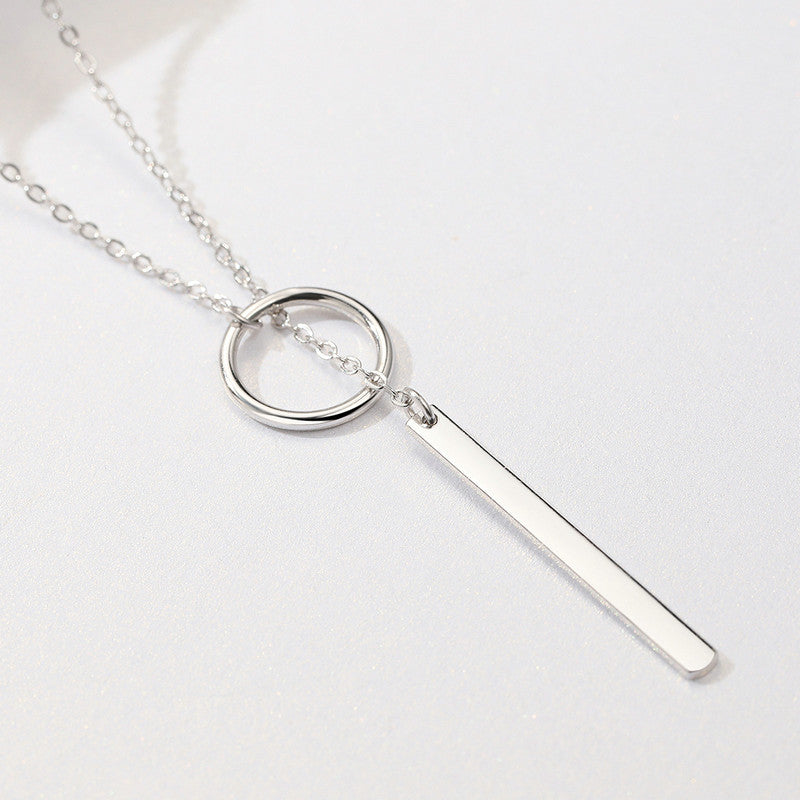 Long Geometric Circle Necklace in 925 Sterling Silver - Aspect Jewellery