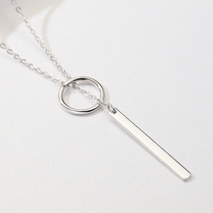 Long Geometric Circle Necklace in 925 Sterling Silver - Aspect Jewellery