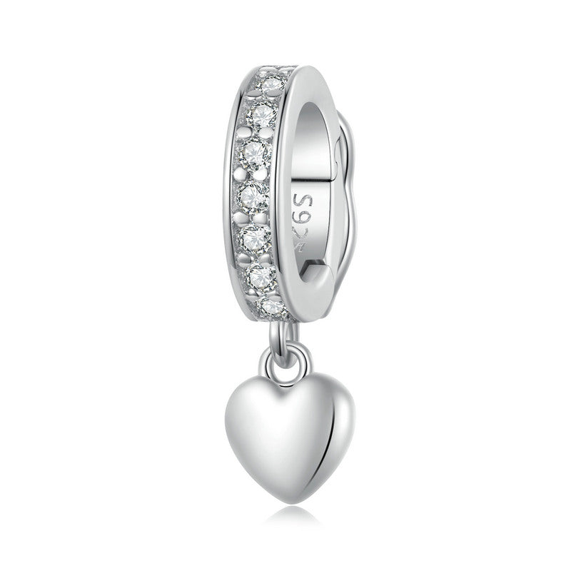 Love Heart Shape Dangle Charm in 925 Sterling Silver - Aspect Jewellery