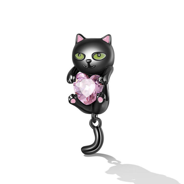 Lovely Black Cat Charm in 925 Sterling Silver - Aspect Jewellery