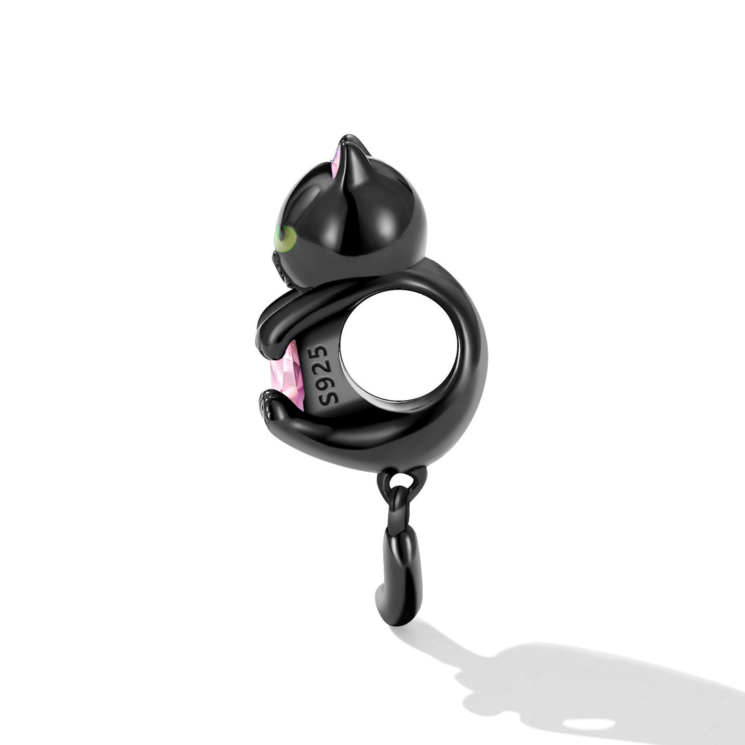 Lovely Black Cat Charm in 925 Sterling Silver - Aspect Jewellery