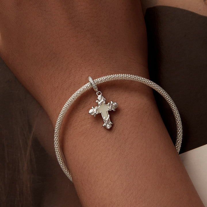 Glow-in-the-Dark Cross Luminous Charm Pendant in 925 Sterling Silver - Aspect Jewellery