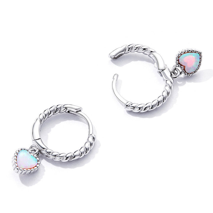 Opal Heart Earrings in 925 Sterling Silver - Aspect Jewellery