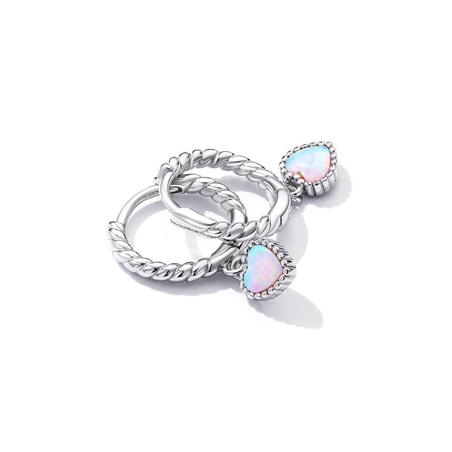 Opal Heart Earrings in 925 Sterling Silver - Aspect Jewellery