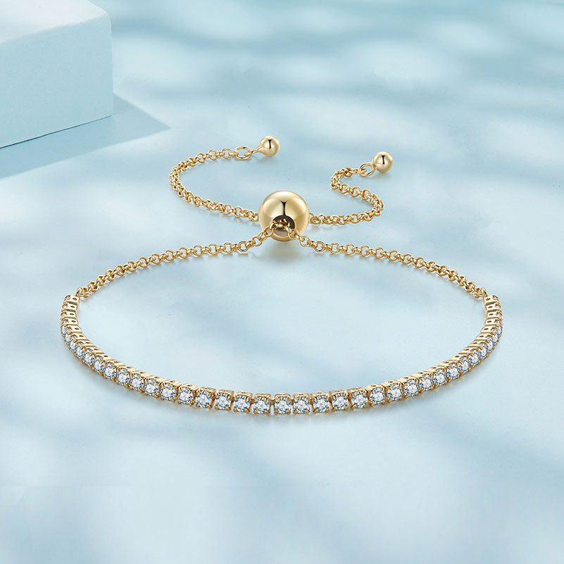 Gold Plated CZ Tennis Bracelet - Sterling Silver Jewellery - Aspect Jewellery#color_gold