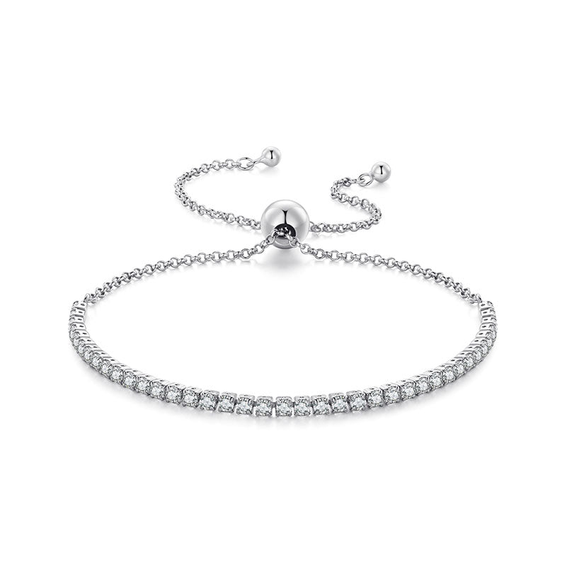 Platinum-Plated CZ Tennis Bracelet - Sterling Silver Jewellery - Aspect Jewellery#color_silver