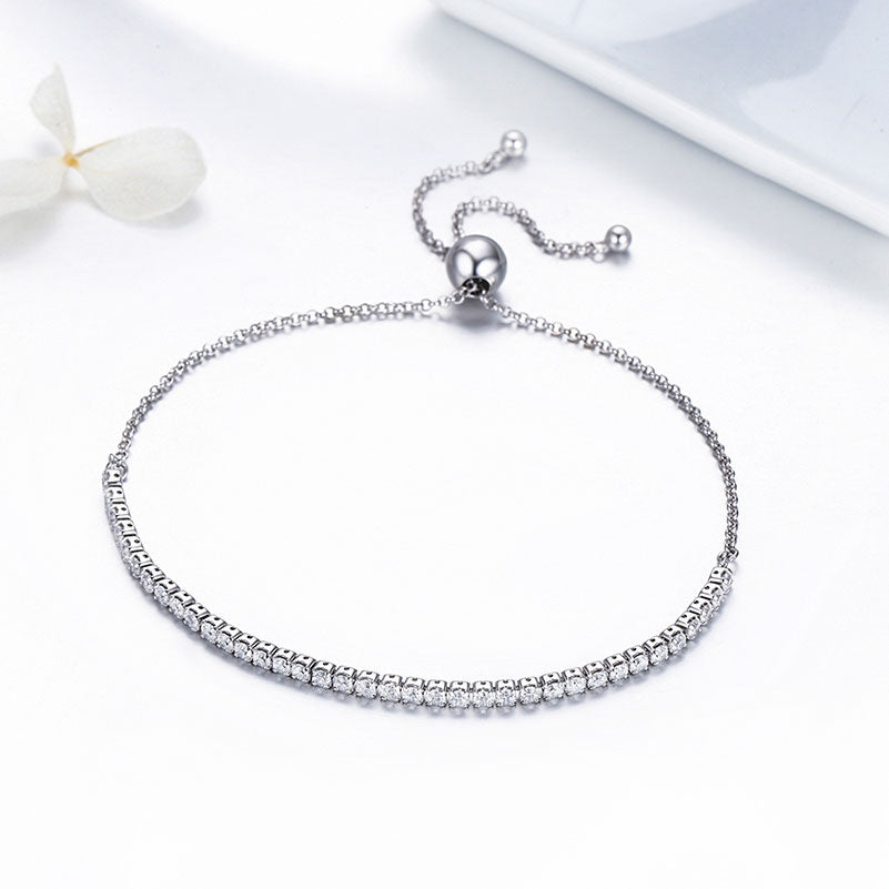 Platinum-Plated CZ Tennis Bracelet - Sterling Silver Jewellery - Aspect Jewellery#color_silver