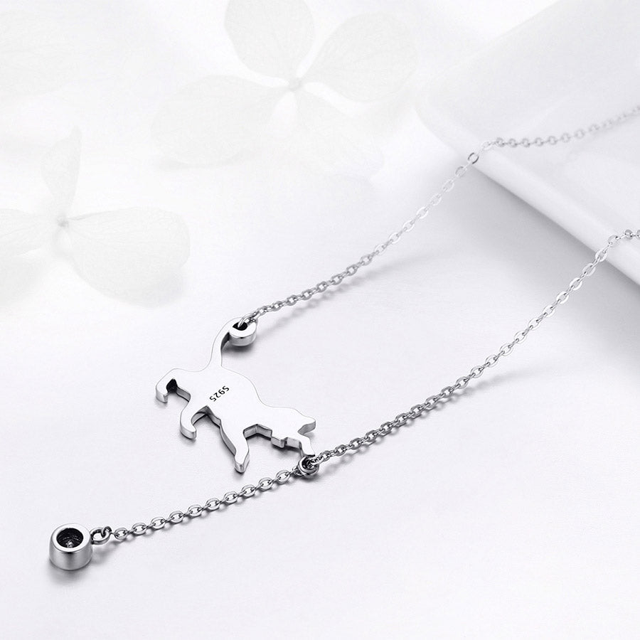 Playful Cat Necklace in 925 Sterling Silver - Aspect Jewellery