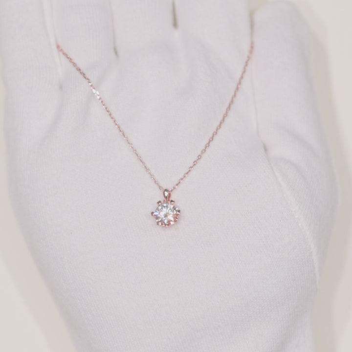 Diamond Moissanite Rose Gold Necklace 1CT D Color VVS1 - Aspect Jewellery#color_rose-gold