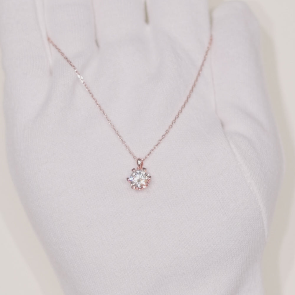 Diamond Moissanite Rose Gold Necklace 1CT D Color VVS1 - Aspect Jewellery#color_rose-gold